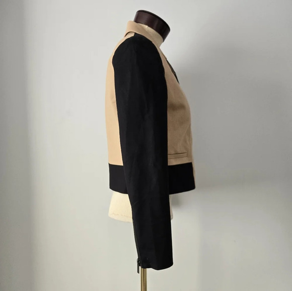 BANANA REPUBLIC black/ beige lightweight cropped jacket. Size 6P - Picture 4 of 11